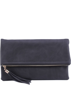 Envelope Foldover Wristlet Clutch Crossbody Bag with Chain Strap LP048 CHARCOAL GRAY